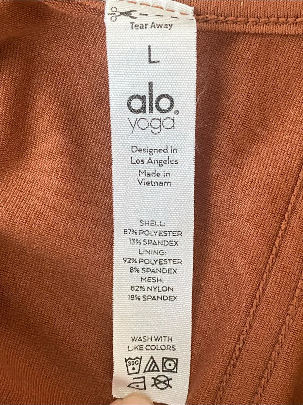 ALO Airbrush Mesh Corset Tank Top Wireless in Rust Sz L Athletic Sporty Comfy